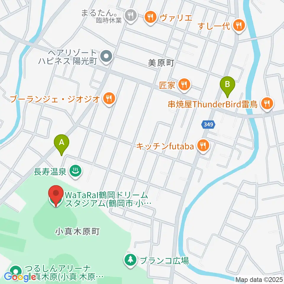 WaTaRaI鶴岡ドリームスタジアム周辺のコンビニエンスストア一覧地図