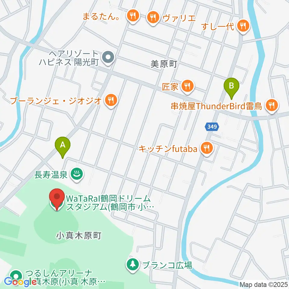 WaTaRaI鶴岡ドリームスタジアム周辺のコンビニエンスストア一覧地図