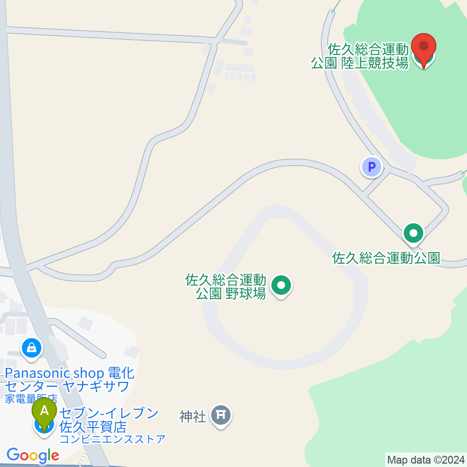 佐久総合運動公園陸上競技場周辺のコンビニエンスストア一覧地図