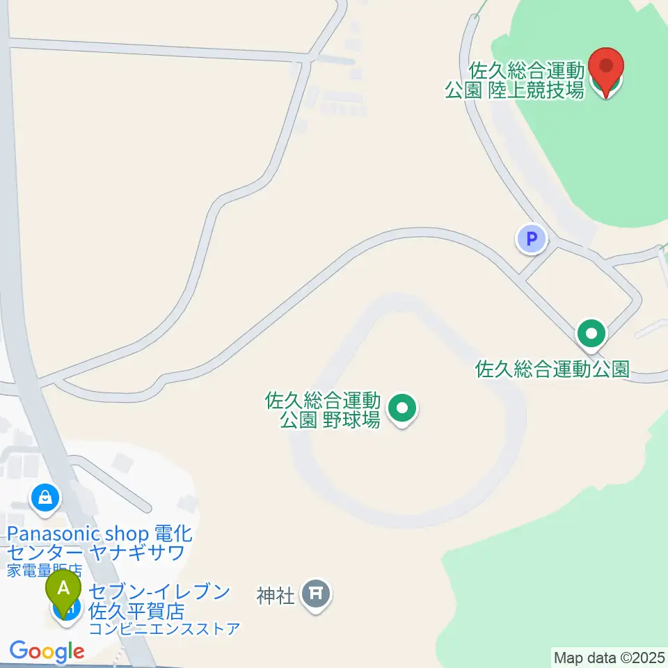 佐久総合運動公園陸上競技場周辺のコンビニエンスストア一覧地図