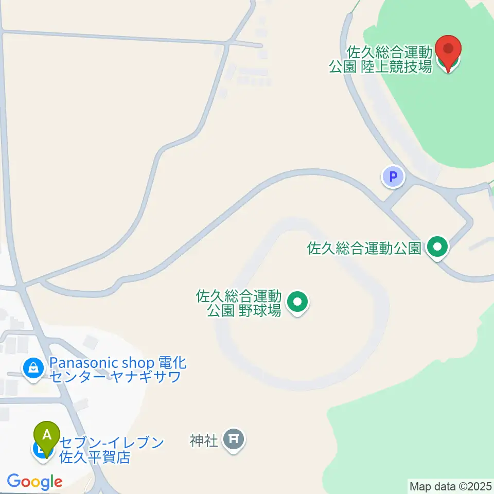 佐久総合運動公園陸上競技場周辺のコンビニエンスストア一覧地図