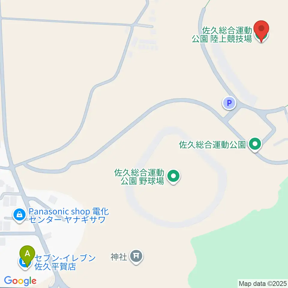 佐久総合運動公園陸上競技場周辺のコンビニエンスストア一覧地図