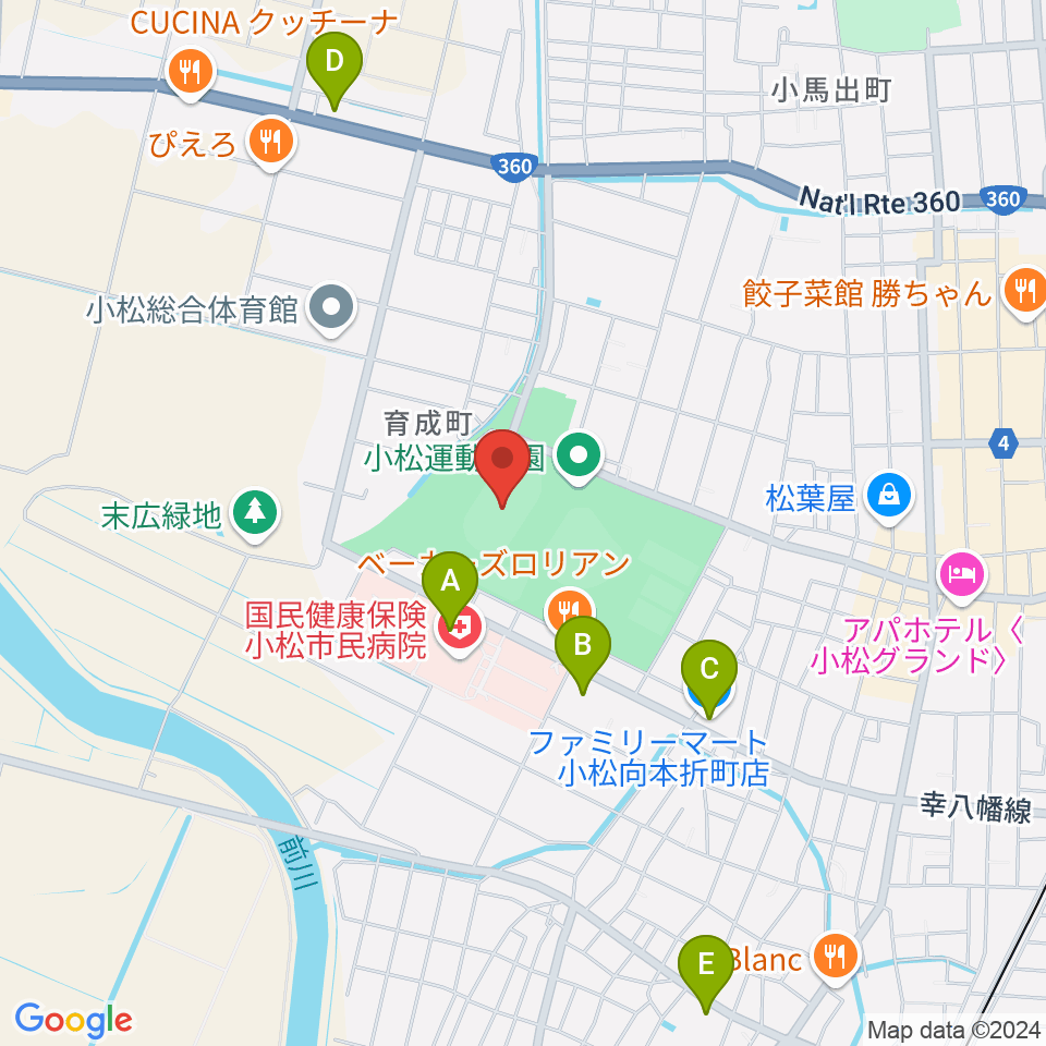 勧進帳スタジアム周辺のコンビニエンスストア一覧地図