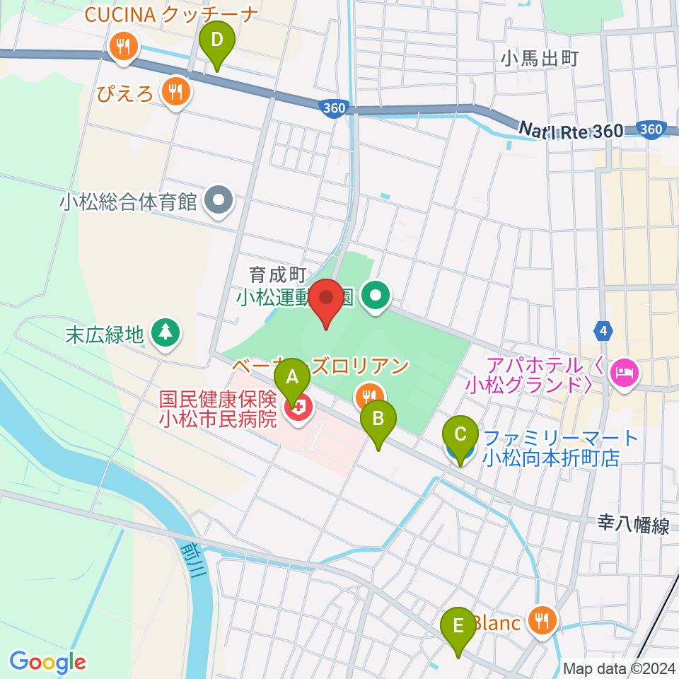 勧進帳スタジアム周辺のコンビニエンスストア一覧地図