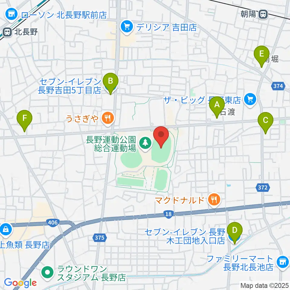 長野市営陸上競技場周辺のコンビニエンスストア一覧地図
