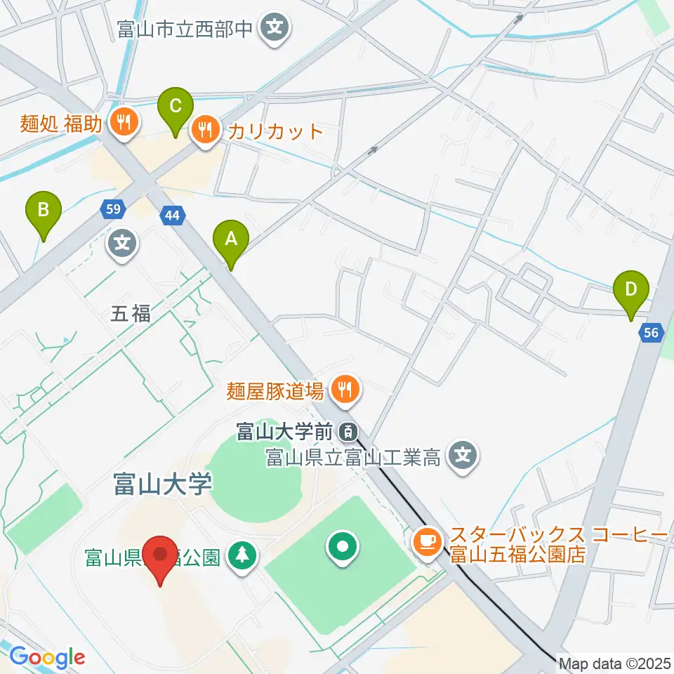 五福陸上競技場周辺のコンビニエンスストア一覧地図