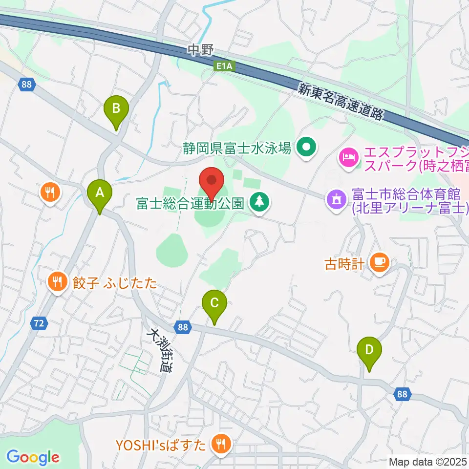 富士総合運動公園陸上競技場周辺のコンビニエンスストア一覧地図