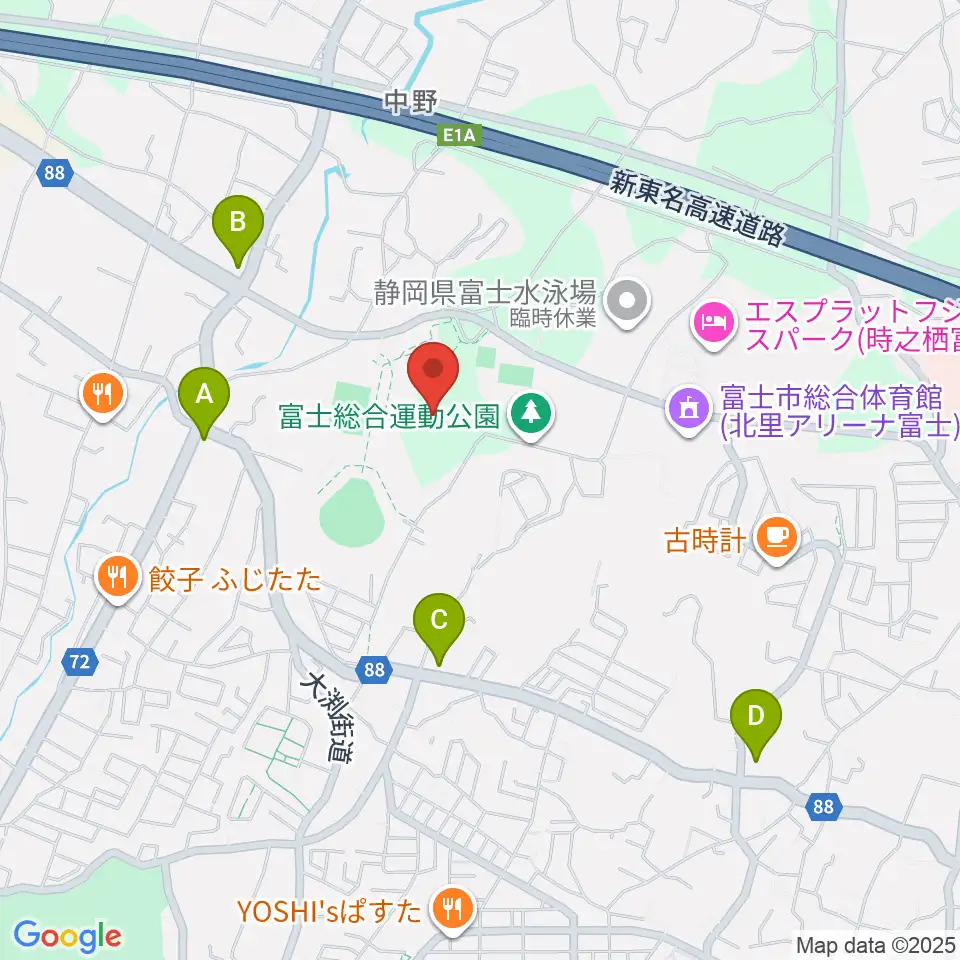 富士総合運動公園陸上競技場周辺のコンビニエンスストア一覧地図