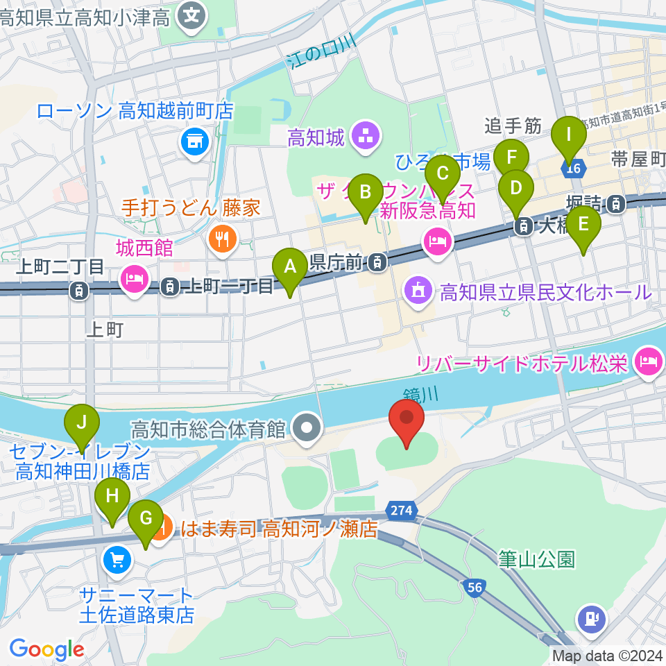 りょうまスタジアム周辺のコンビニエンスストア一覧地図