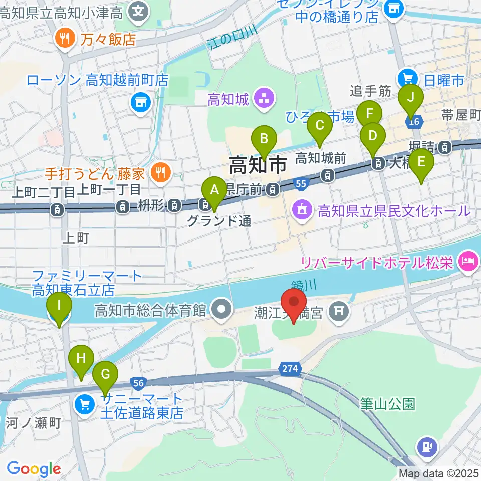 りょうまスタジアム周辺のコンビニエンスストア一覧地図