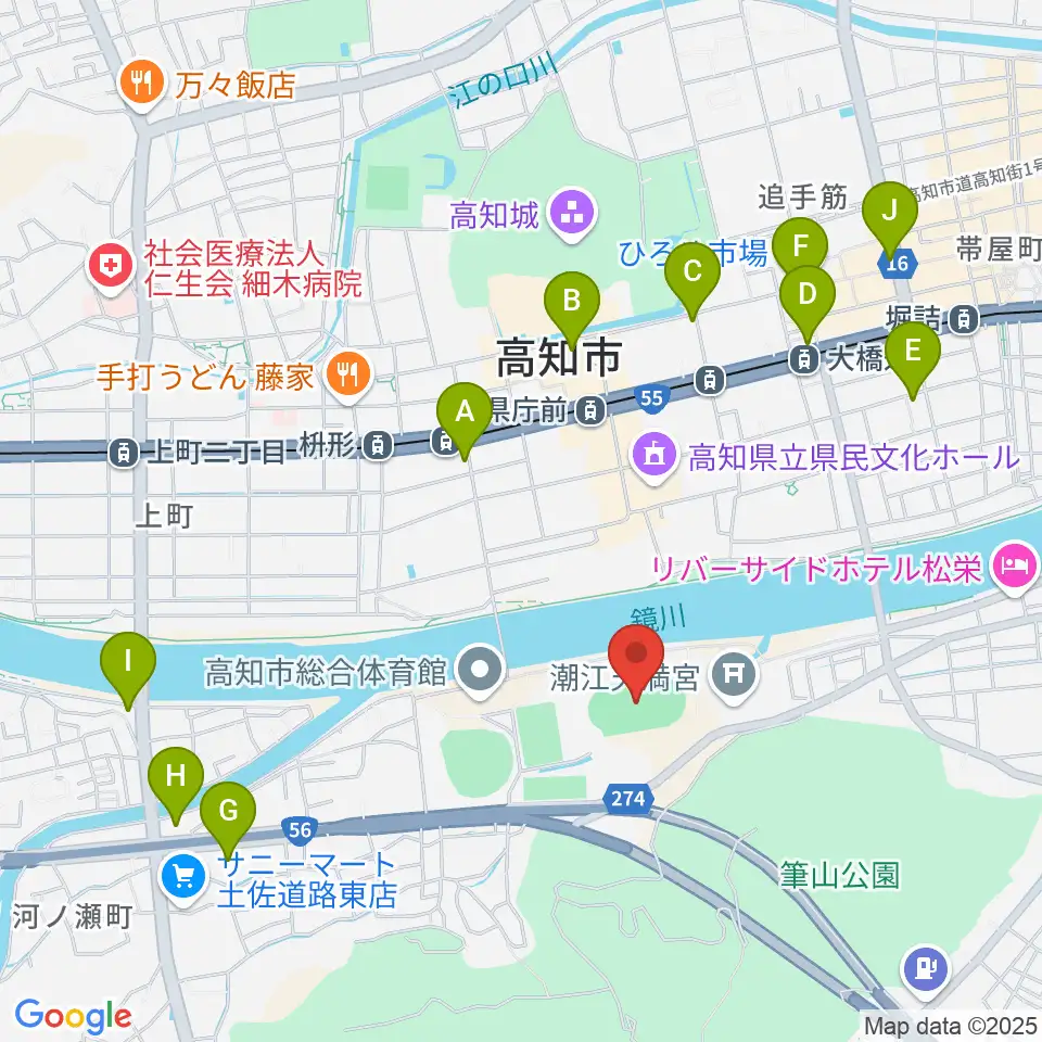りょうまスタジアム周辺のコンビニエンスストア一覧地図