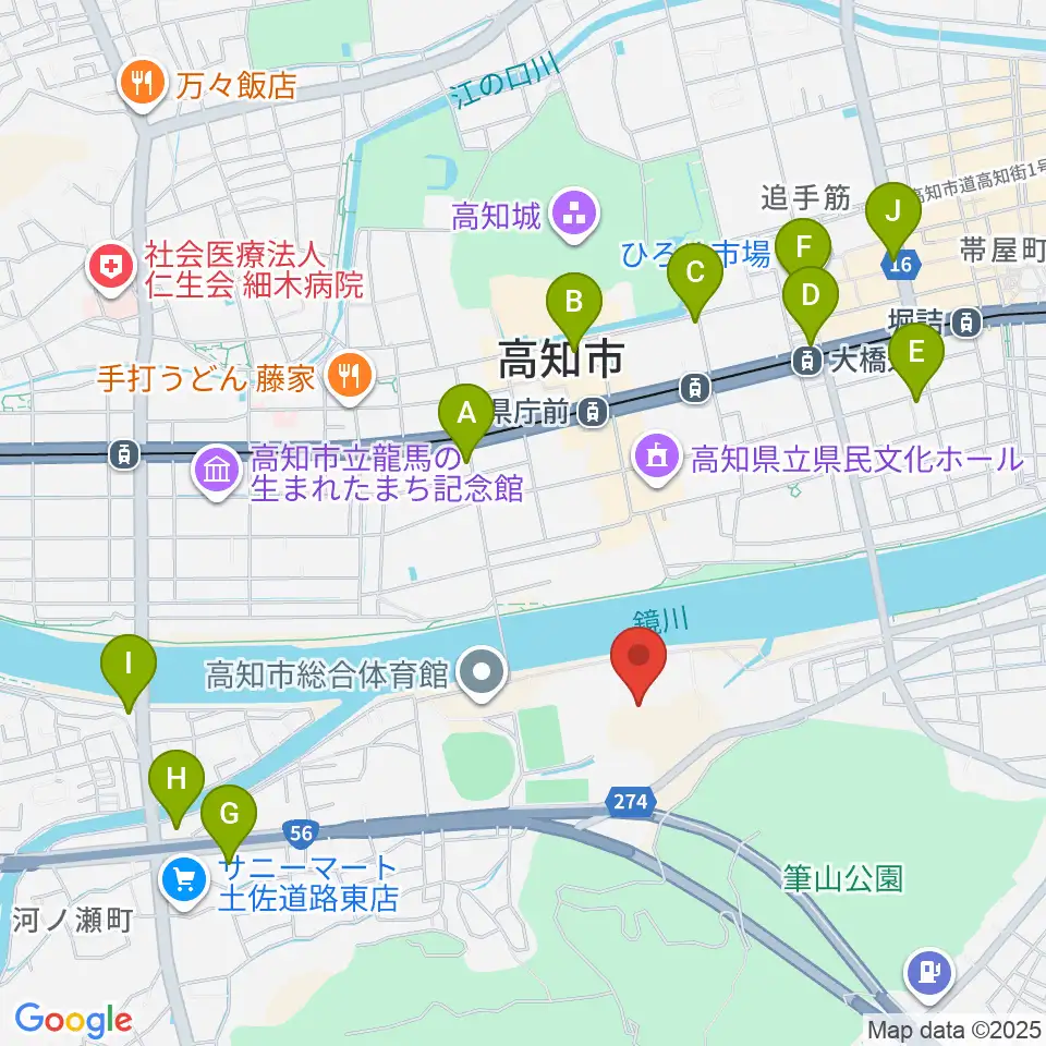 りょうまスタジアム周辺のコンビニエンスストア一覧地図