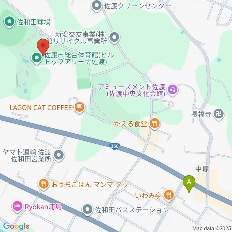 ヒルトップアリーナ佐渡周辺のコンビニエンスストア一覧地図