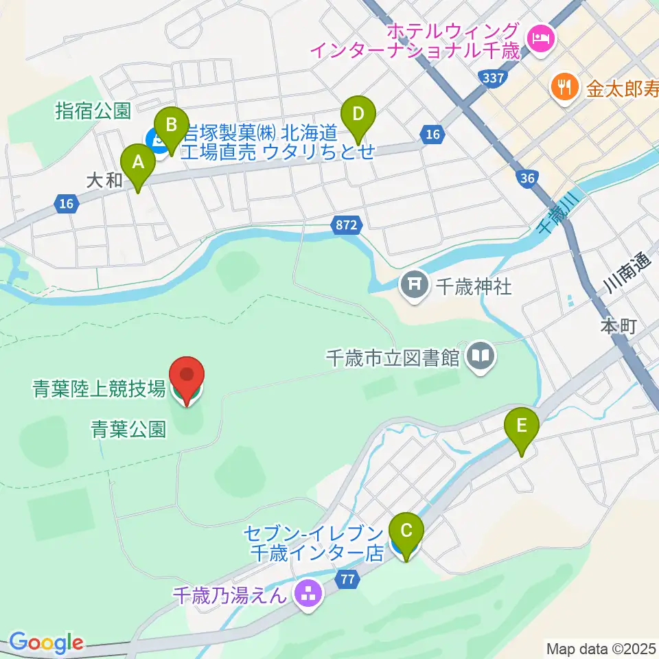 青葉陸上競技場周辺のコンビニエンスストア一覧地図