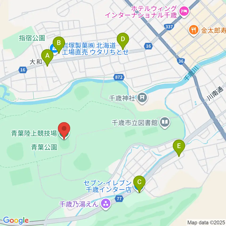 青葉陸上競技場周辺のコンビニエンスストア一覧地図