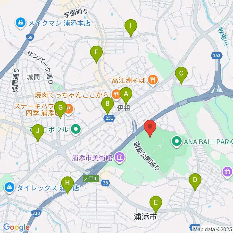 ANA FIELD 浦添周辺のコンビニエンスストア一覧地図