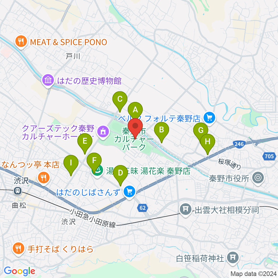 秦野市カルチャーパーク陸上競技場周辺のコンビニエンスストア一覧地図