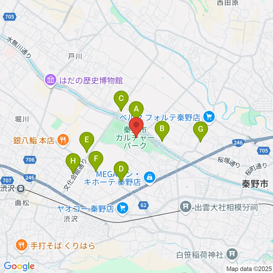 秦野市カルチャーパーク陸上競技場周辺のコンビニエンスストア一覧地図