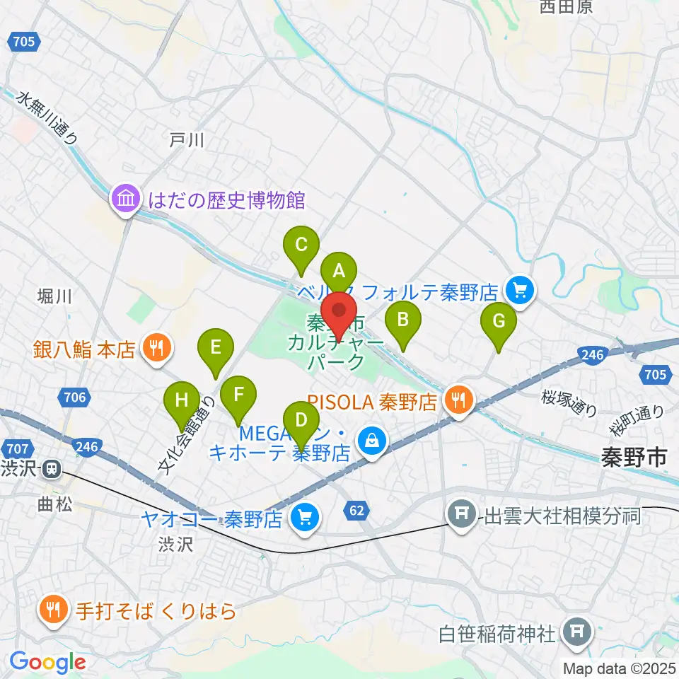 秦野市カルチャーパーク陸上競技場周辺のコンビニエンスストア一覧地図