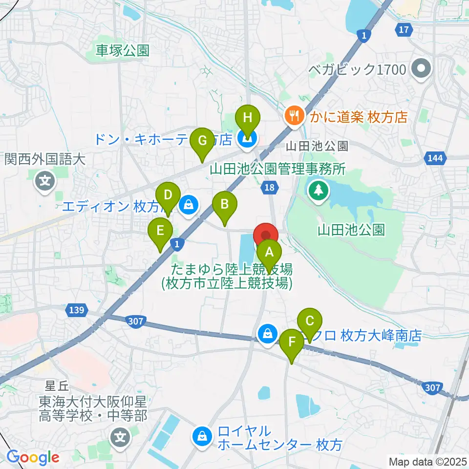 たまゆら陸上競技場周辺のコンビニエンスストア一覧地図
