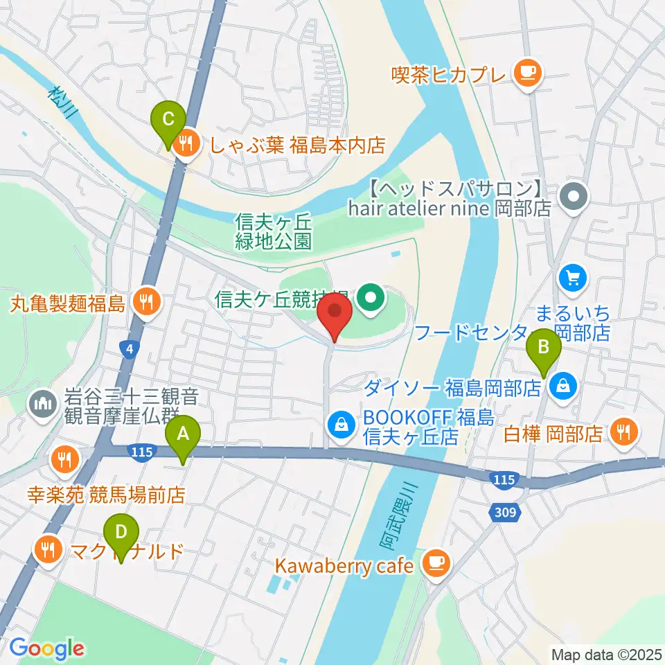 誠電社WINDYスタジアム周辺のコンビニエンスストア一覧地図