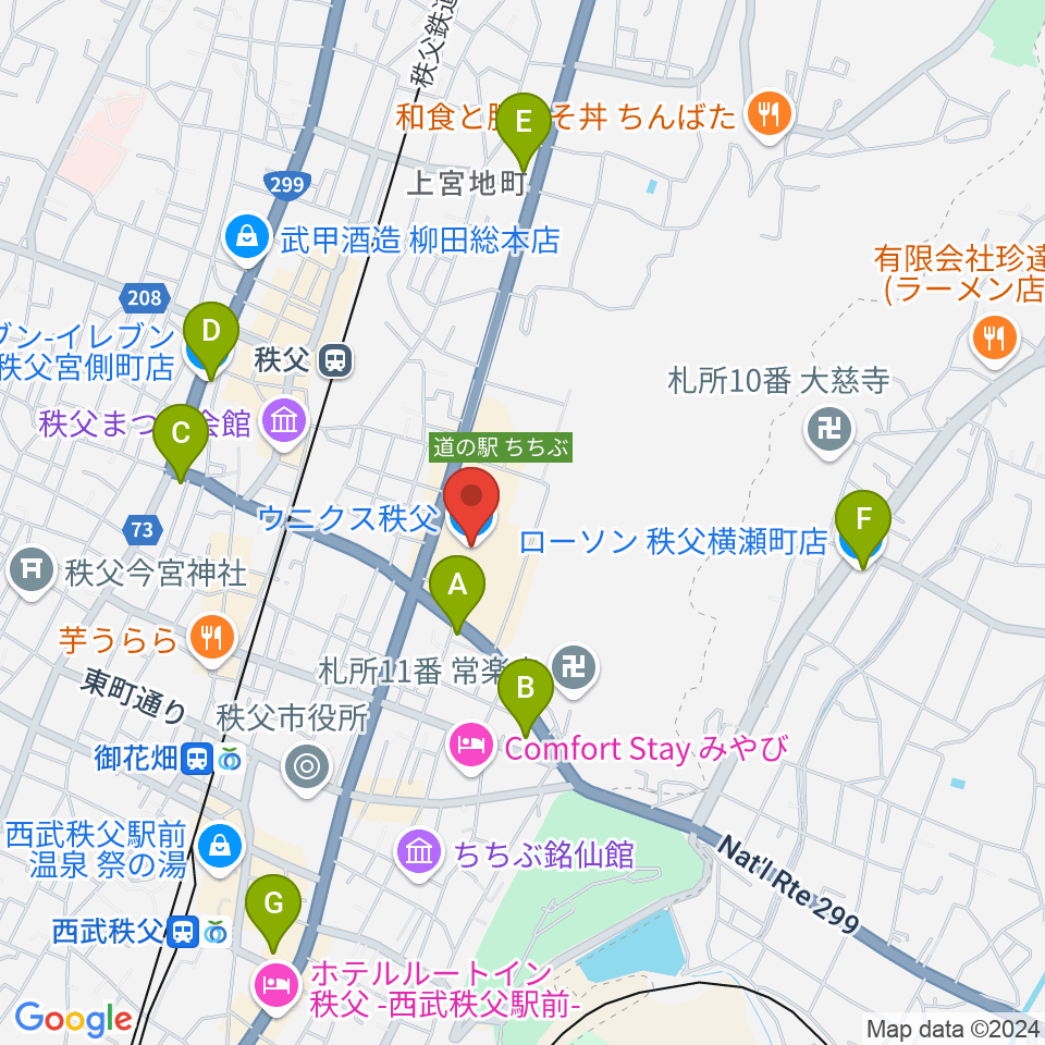 ユナイテッド・シネマ　ウニクス秩父周辺のコンビニエンスストア一覧地図