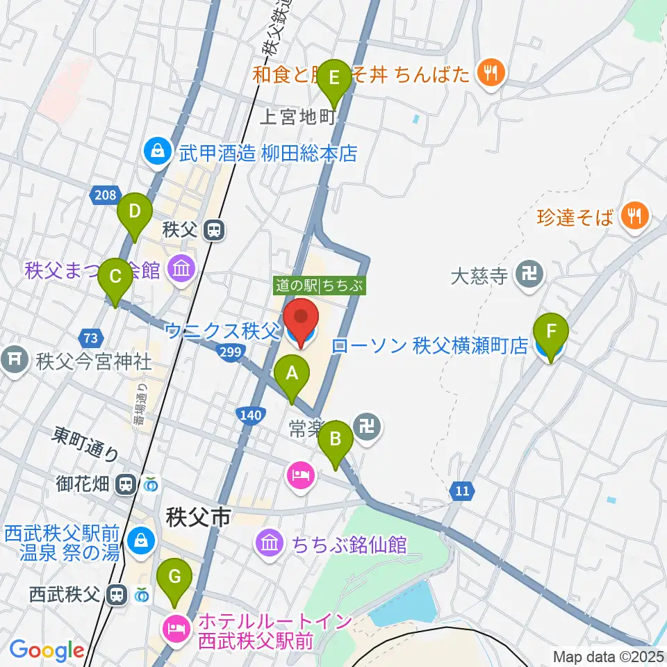 ユナイテッド・シネマ ウニクス秩父周辺のコンビニエンスストア一覧地図