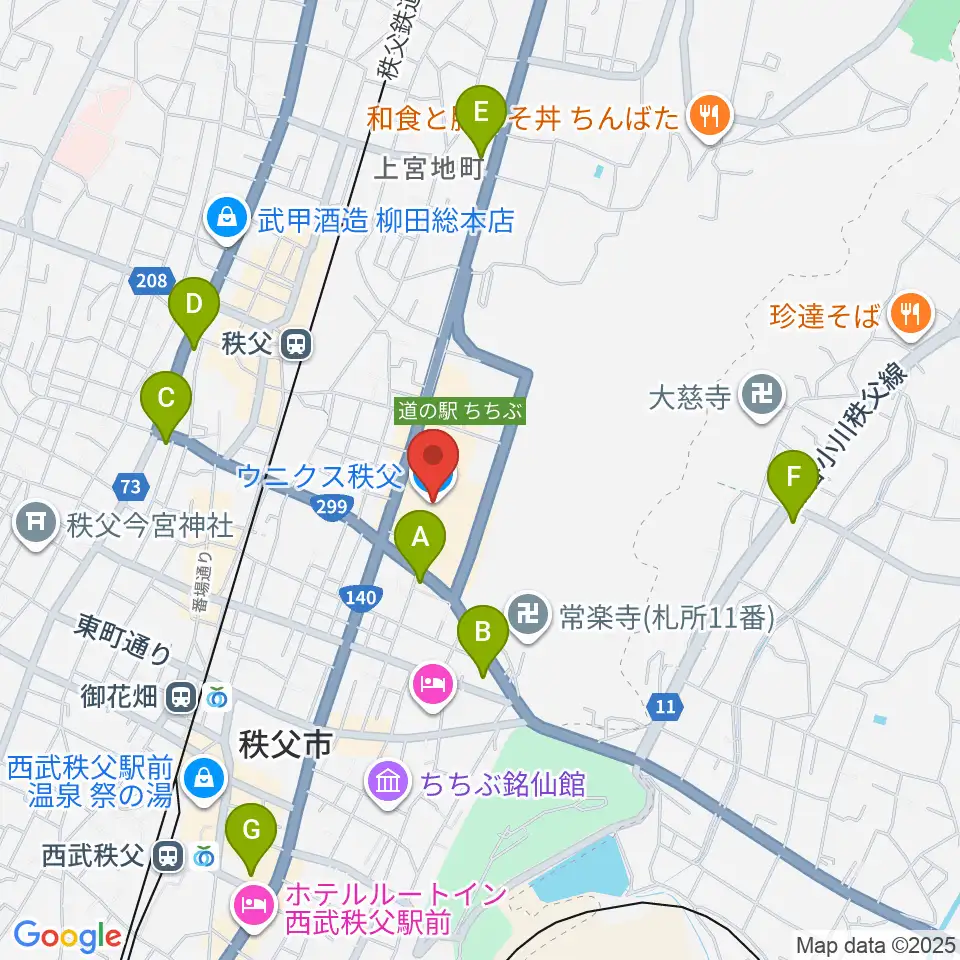 ユナイテッド・シネマ　ウニクス秩父周辺のコンビニエンスストア一覧地図