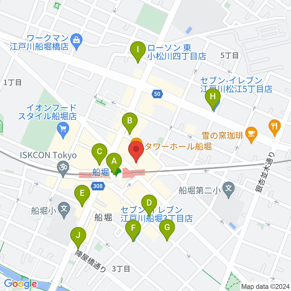 船堀シネパル周辺のコンビニエンスストア一覧地図