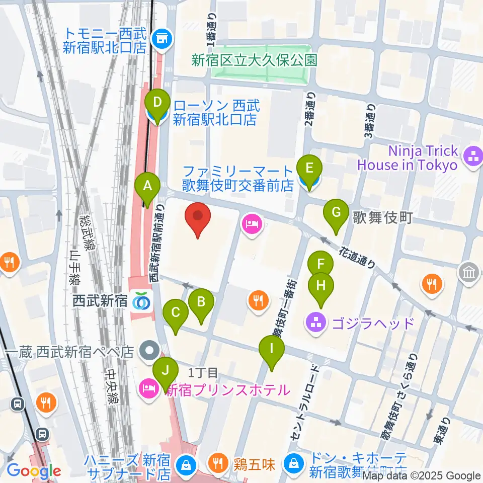 Zepp新宿周辺のコンビニエンスストア一覧地図