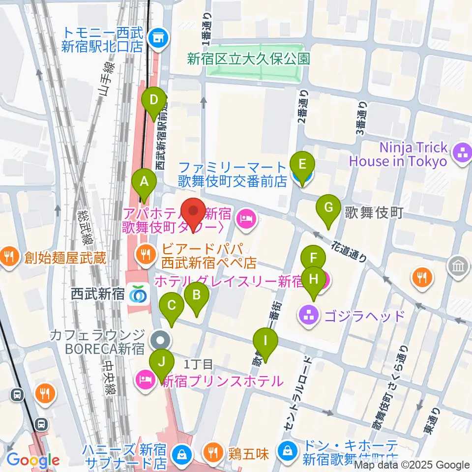 Zepp新宿周辺のコンビニエンスストア一覧地図
