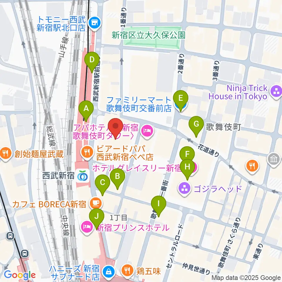 Zepp新宿周辺のコンビニエンスストア一覧地図