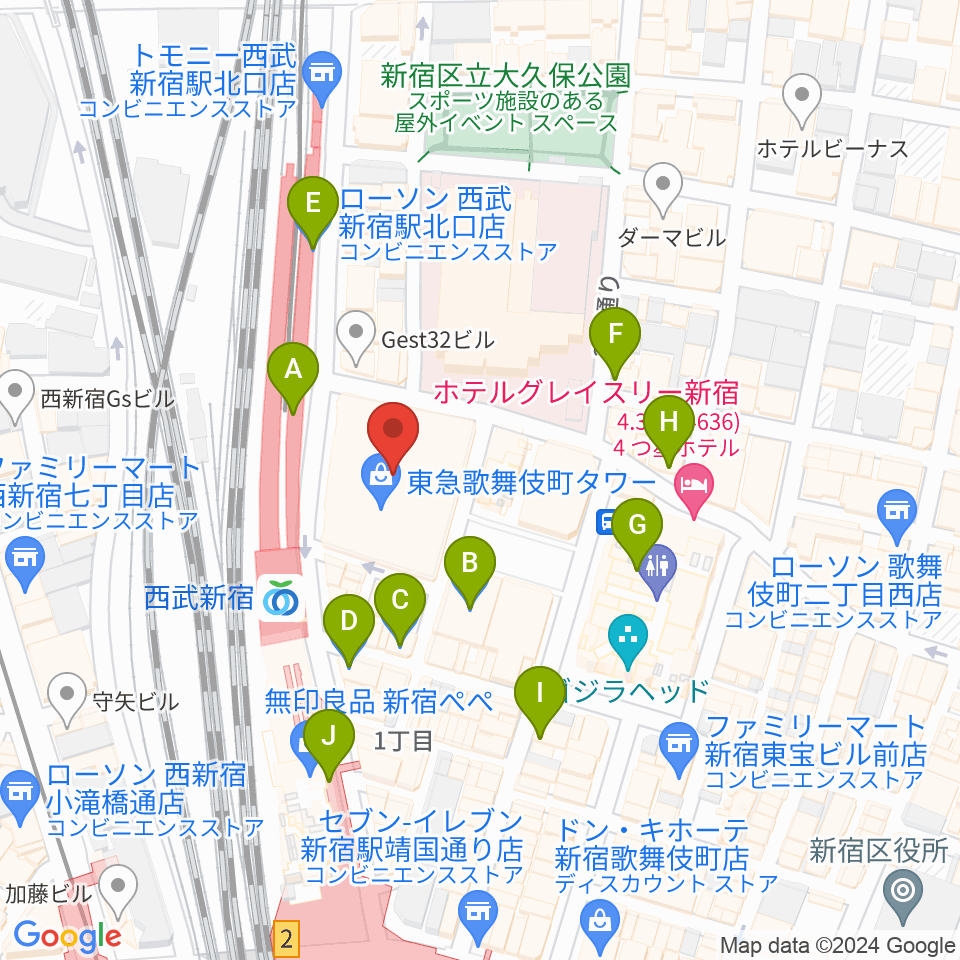 109シネマズプレミアム新宿周辺のコンビニエンスストア一覧地図