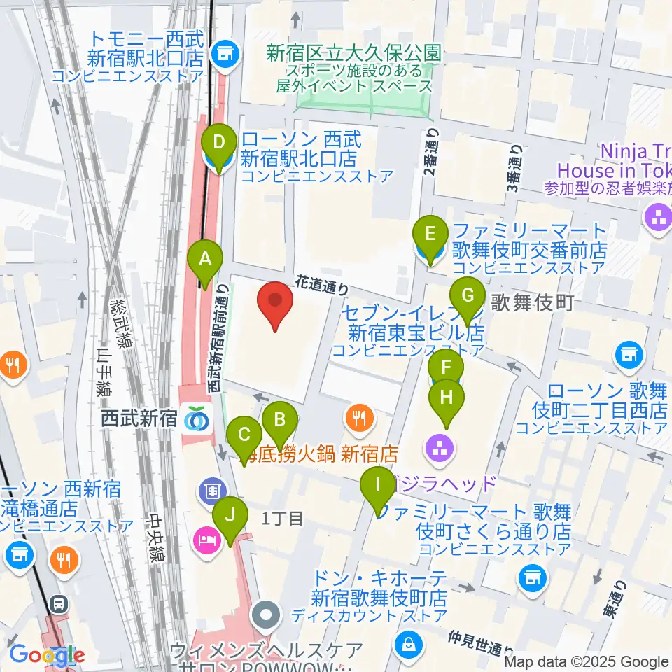 109シネマズプレミアム新宿周辺のコンビニエンスストア一覧地図