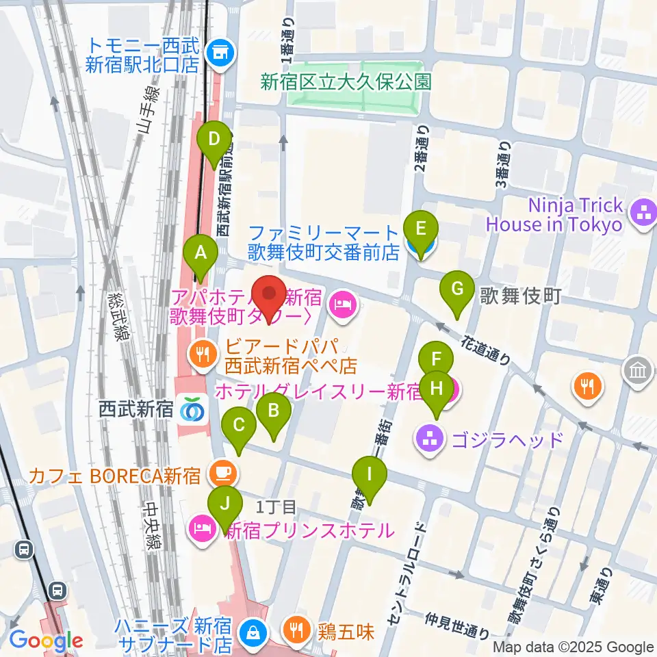 109シネマズプレミアム新宿周辺のコンビニエンスストア一覧地図