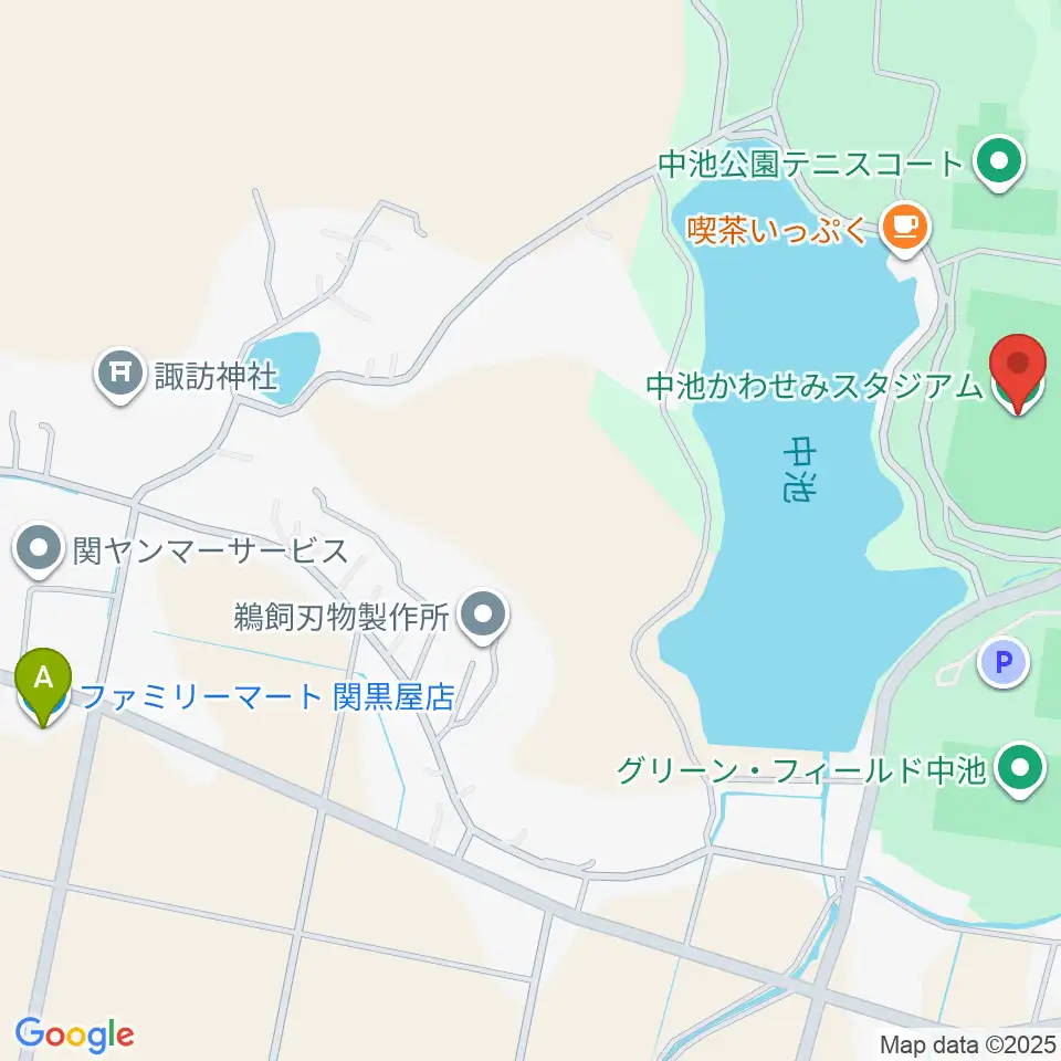 中池かわせみスタジアム周辺のコンビニエンスストア一覧地図