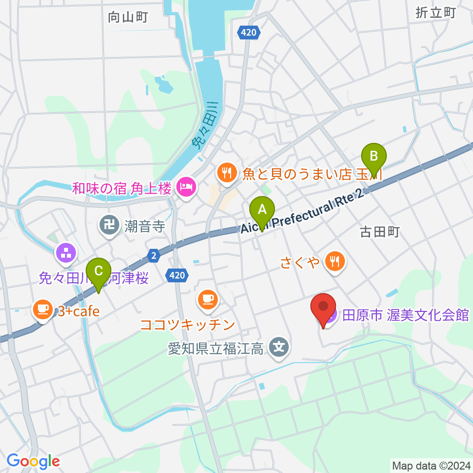 渥美文化会館周辺のコンビニエンスストア一覧地図