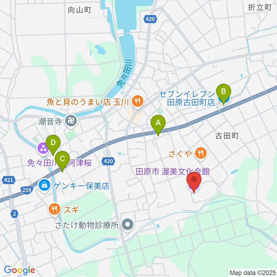 渥美文化会館周辺のコンビニエンスストア一覧地図