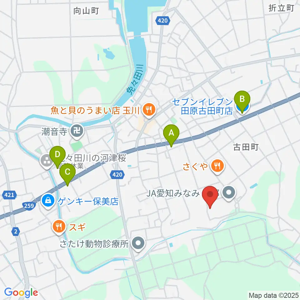 渥美文化会館周辺のコンビニエンスストア一覧地図