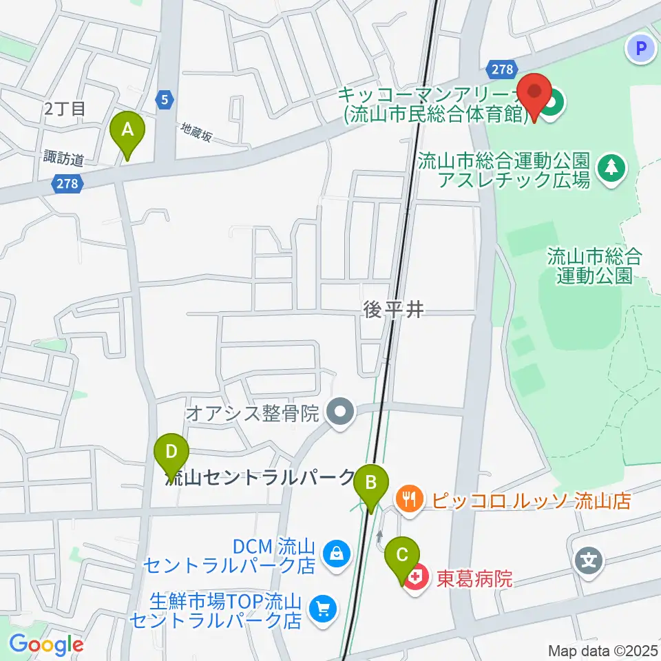 キッコーマンアリーナ周辺のコンビニエンスストア一覧地図