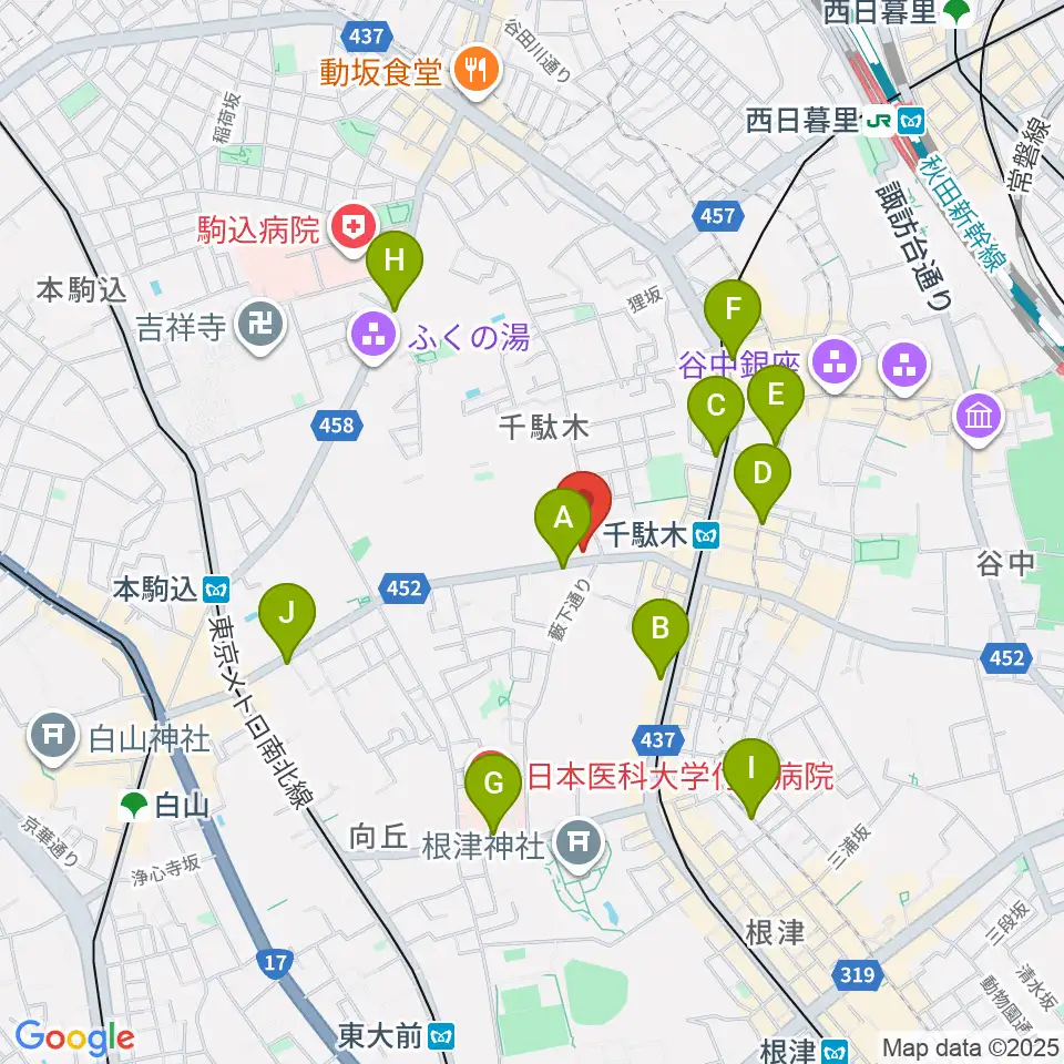 団子坂スタジオ周辺のコンビニエンスストア一覧地図