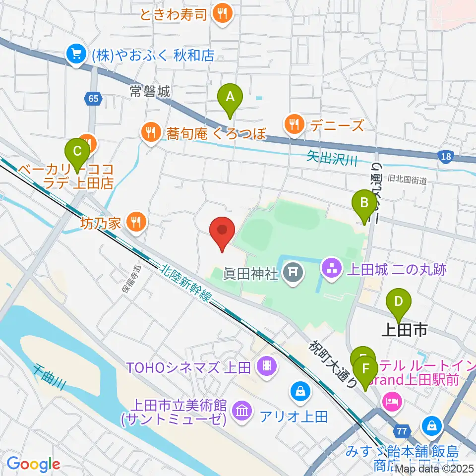 上田城跡公園体育館周辺のコンビニエンスストア一覧地図