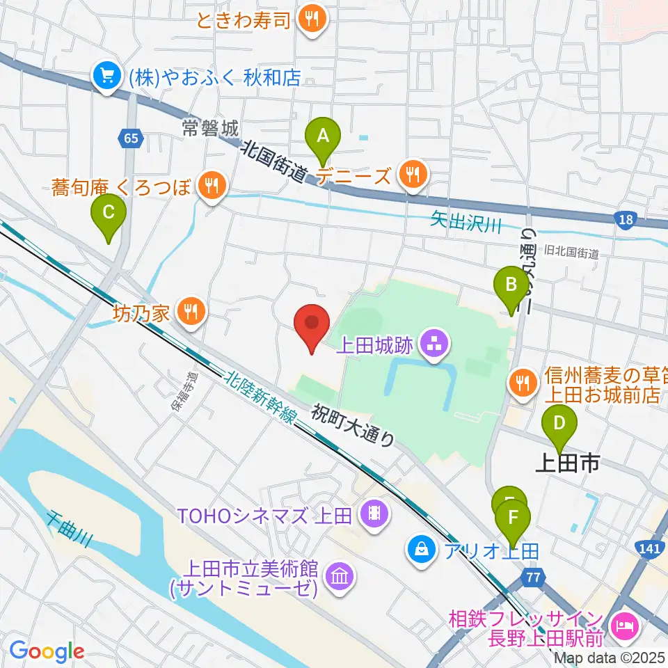 上田城跡公園体育館周辺のコンビニエンスストア一覧地図