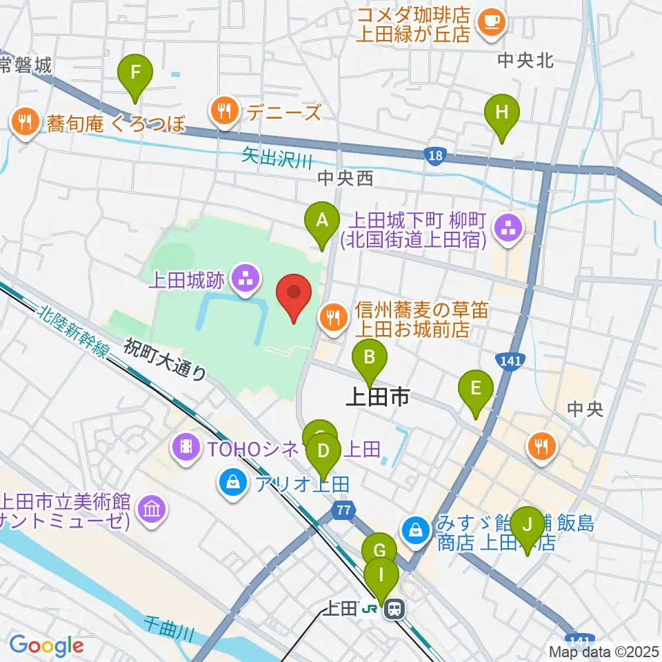 上田市立博物館周辺のコンビニエンスストア一覧地図