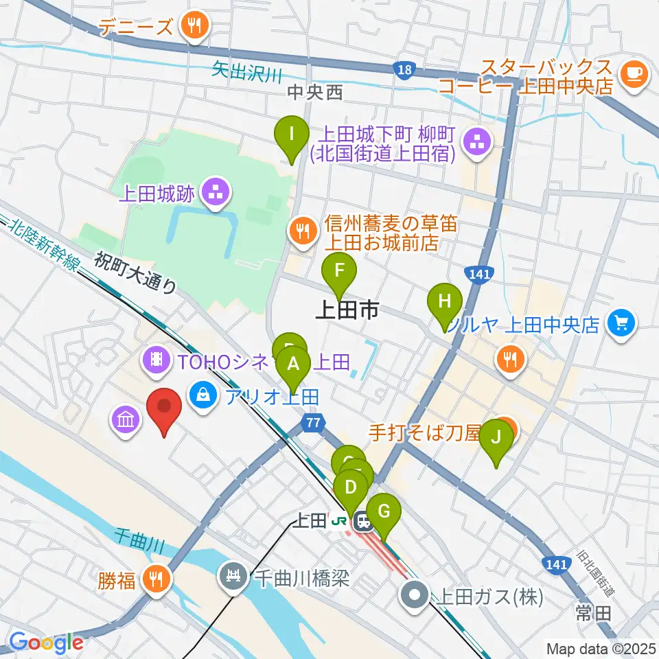 サントミューゼ 上田市立美術館周辺のコンビニエンスストア一覧地図