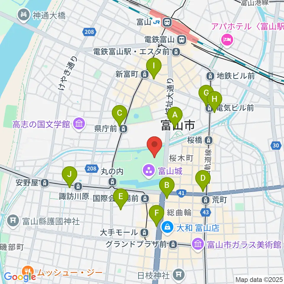 富山市佐藤記念美術館周辺のコンビニエンスストア一覧地図