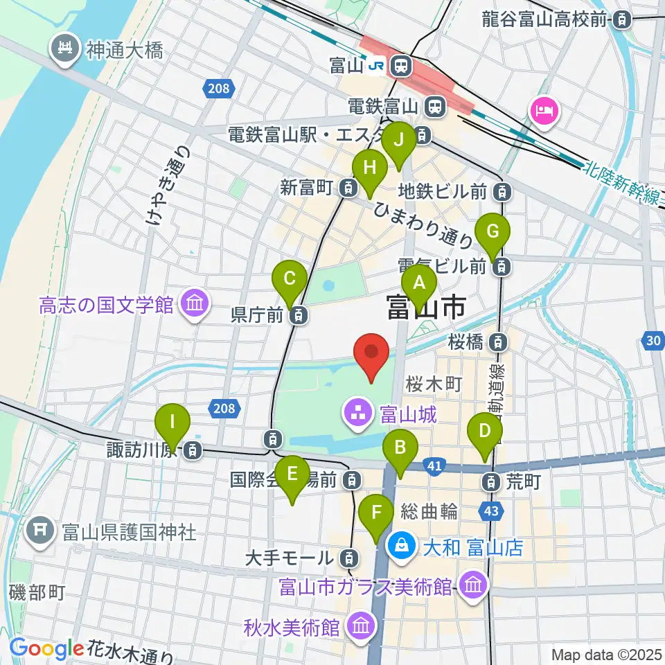 富山市佐藤記念美術館周辺のコンビニエンスストア一覧地図