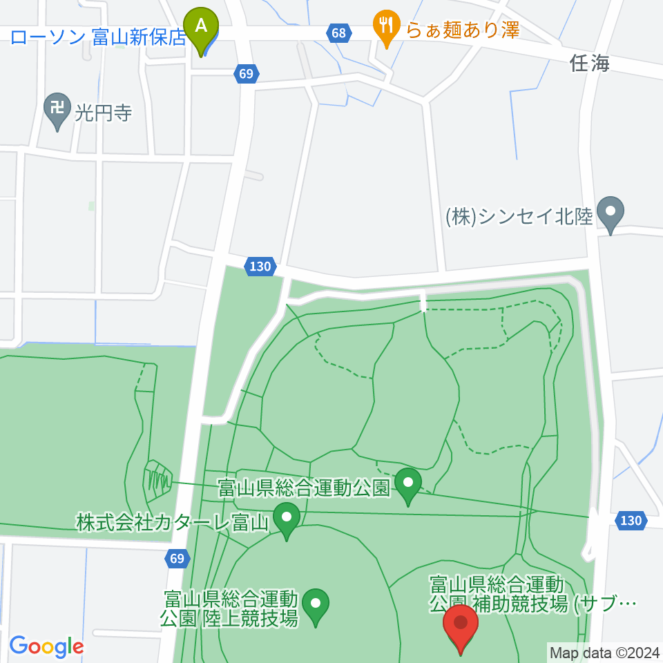 富山県総合運動公園補助競技場周辺のコンビニエンスストア一覧地図