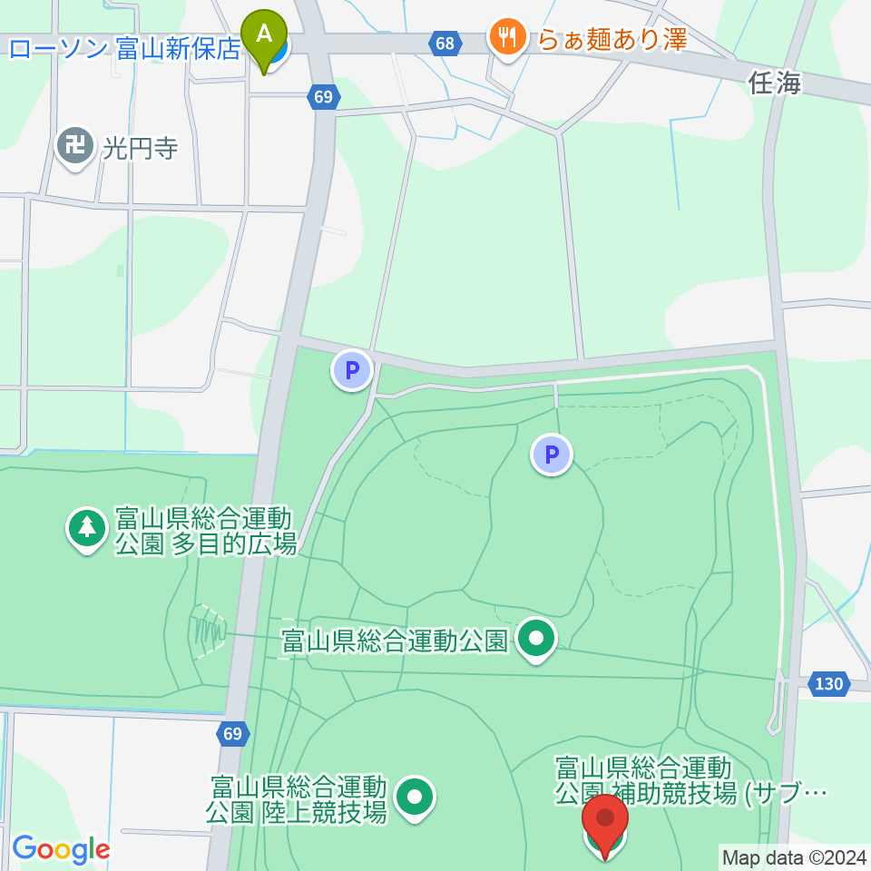 富山県総合運動公園補助競技場周辺のコンビニエンスストア一覧地図