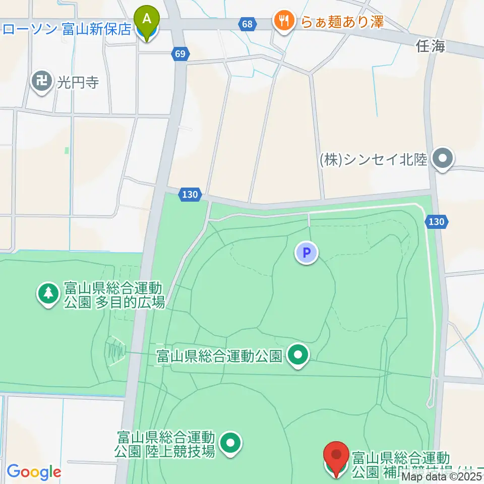 富山県総合運動公園補助競技場周辺のコンビニエンスストア一覧地図